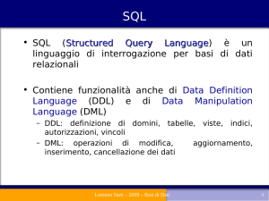 SQL-DDL - Dipartimento di Ingegneria dell`informazione e scienze