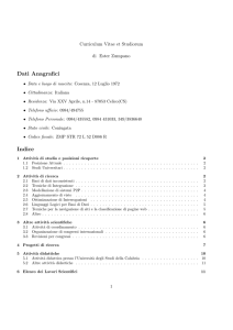 Curriculum - Dipartimento di Scienze Politiche e Sociali