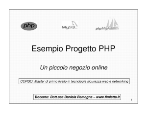 Esempio Progetto PHP - Benvenuti sul sito del corso Master di primo