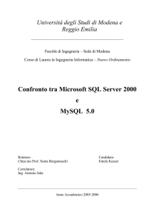 Confronto tra Microsoft SQL Server 2000 e MySQL 5.0