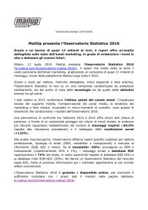 MailUp presenta l`Osservatorio Statistico 2016 – 13/07/2016