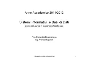 Sistemi Informativi e Basi di Dati