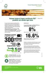 Volume totale di legno certificato FSC ® prodotto nel mondo ogni anno