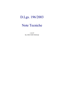 D.Lgs. 196/2003 Note Tecniche