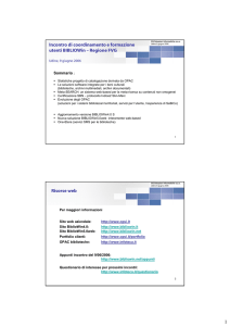 1 Incontro di coordinamento e formazione utenti BIBLIOWin