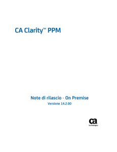Note di rilascio - On Premise di CA Clarity PPM