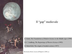 Il “gap” medievale - Scienze Matematiche, Fisiche e Naturali