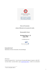 Etica ed Economia: alcune riflessioni sul concetto di scelta