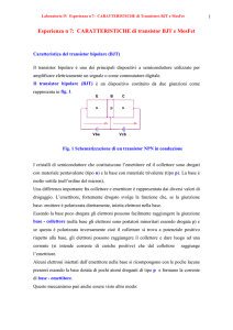 Esperienza n 7: CARATTERISTICHE di transistor BJT e MosFet