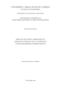 Mercato elettrico liberalizzato - Scuola di Dottorato in Ingegneria