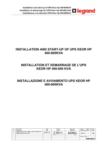 installation and start-up of ups keor hp 400-800kva