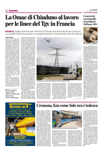 La Omac di Chiuduno al lavoro per le linee del Tgv in Francia