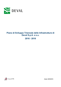 Piano di Sviluppo Triennale delle Infrastrutture di Deval SpA a su 2016