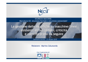 La gestione delle modifiche su macchine/linee esistenti: errori