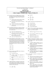 SSIS del Lazio Laboratorio di Fisica 1-2 Codice Compito