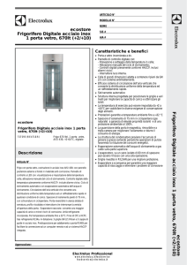 ecostore Frigorifero Digitale acciaio inox 1 porta vetro, 670lt (+2/+10