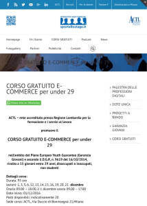 CORSO GRATUITO E- COMMERCE per under 29