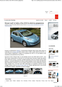 Nissan Leaf in Italia a fine 2010 la elettrica giapponese