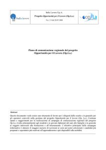 Piano di comunicazione regionale del progetto Opportunità per il