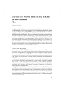 Evoluzione e finalità della politica di tutela dei consumatori