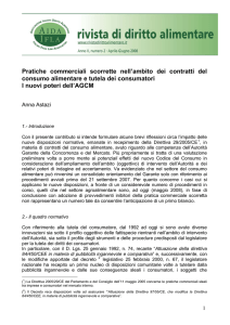 Pratiche commerciali scorrette nell`ambito dei contratti del consumo