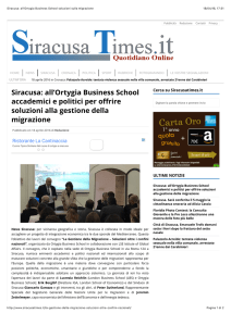Siracusa: all`Ortygia Business School soluzioni sulla migrazione