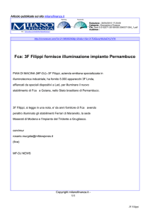 Fca: 3F Filippi fornisce illuminazione impianto Pernambuco