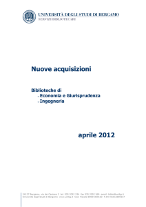 Nuove acquisizioni aprile 2012 - Servizi bibliotecari