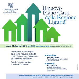 Il nuovo Piano Casa della Regione Liguria