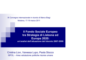 ll Fondo Sociale Europeo tra Strategia di Lisbona ed Europa 2020: