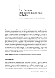 La rilevanza dell`economia sociale in Italia