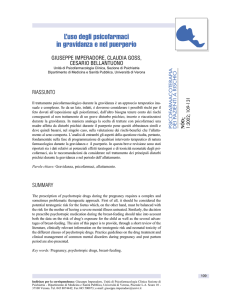 L`uso degli psicofarmaci in gravidanza e nel puerperio