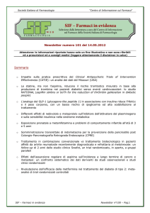 SIF Farmaci in Evidenza - Newsletter n°101 del 150512