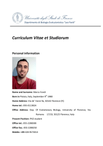Curriculum Vitae et Studiorum - Laboratorio di Evoluzione Microbica