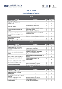 PLAN OF STUDY Bachelor Degree in Tourism