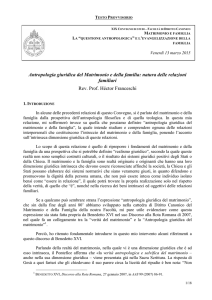 Antropologia giuridica del Matrimonio e della familia: natura delle