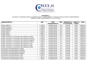 ALLEGATO 1 INSEGNAMENTO SSD TIPO INSEGNAMENTO ORE