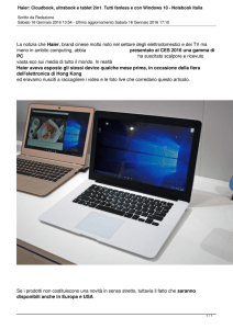 Haier: Cloudbook, ultrabook e tablet 2in1. Tutti