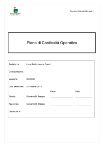 Piano di Continuità Operativa - Comunita Montana Valtellina di Tirano