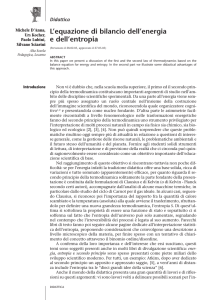 L`equazione di bilancio dell`energia e dell`entropia