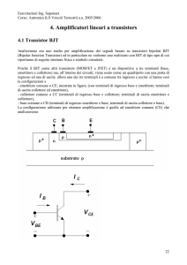 4. Amplificatori lineari a transistors 4.1 Transistor BJT