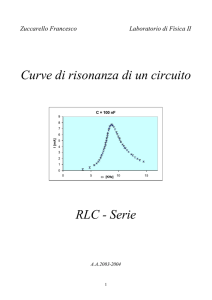 Curve di risonanza di un circuito RLC - Serie
