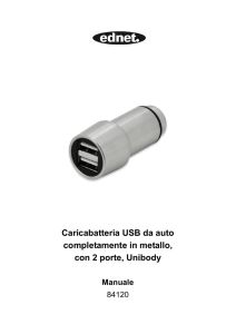 Caricabatteria USB da auto completamente in metallo, con 2 porte