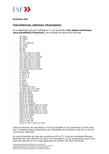 Calculatrices admises (Exemples)