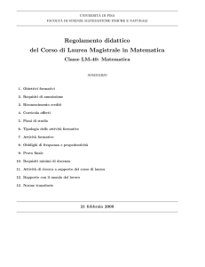 Regolamento didattico del Corso di Laurea Magistrale in Matematica