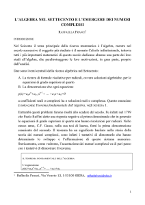 l`algebra nel settecento e l`emergere dei numeri complessi