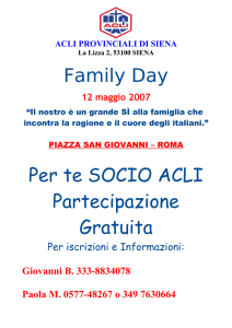 Family Day Per te SOCIO ACLI Partecipazione Gratuita