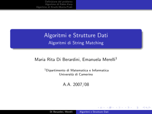 Algoritmi e Strutture Dati - Algoritmi di String Matching