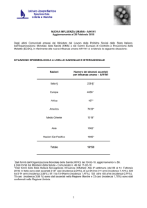 NUOVA INFLUENZA UMANA - A/H1N1 Aggiornamento al