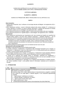 ALLEGATO I ELENCO DEL MATERIALE DI CUI ALL`ARTICOLO 2 E